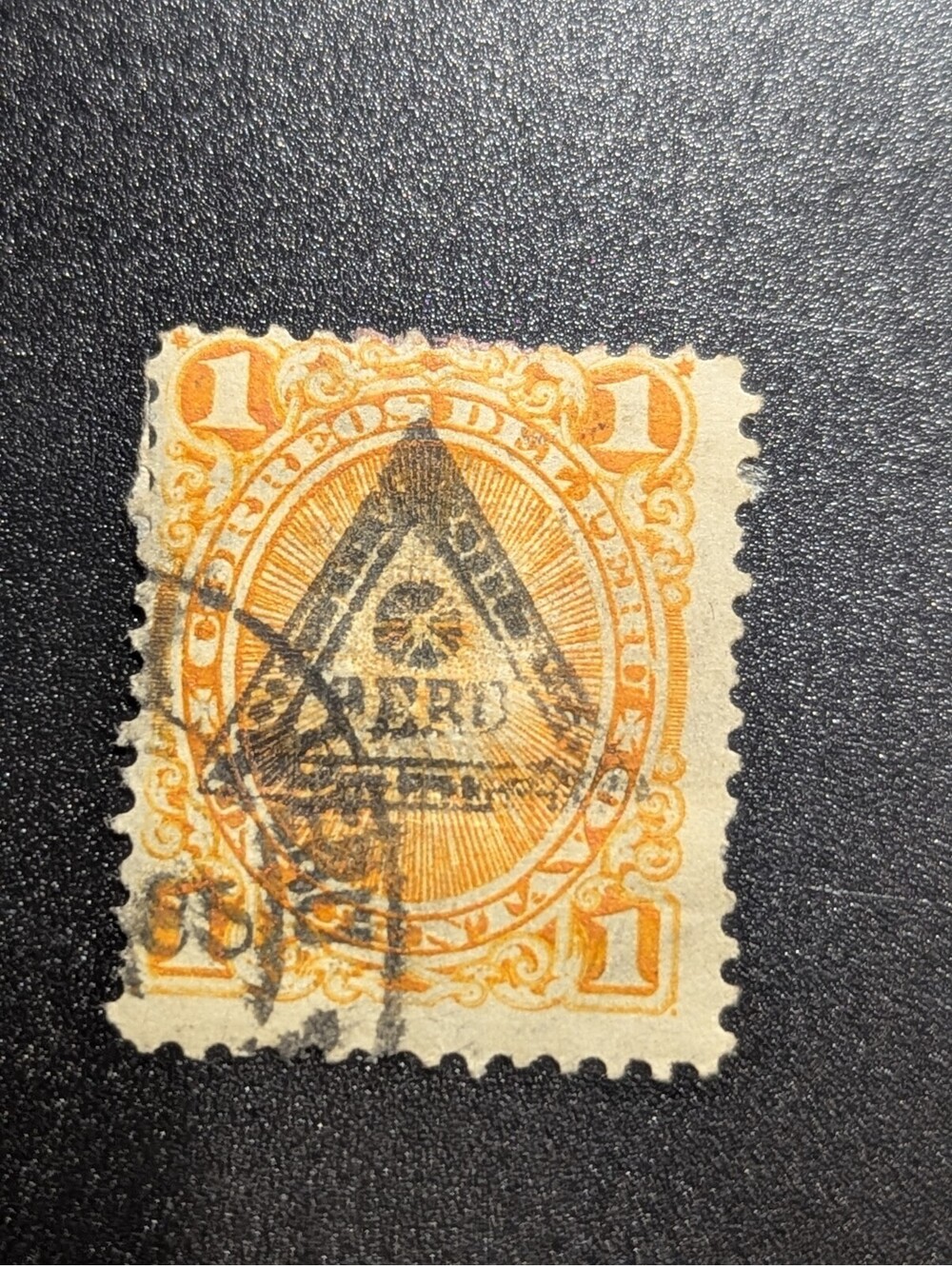 PERU, STAMP CLASSIC SOBRECARGA TRIANGULO, MATASELLOS MUDO POSTAGE Used